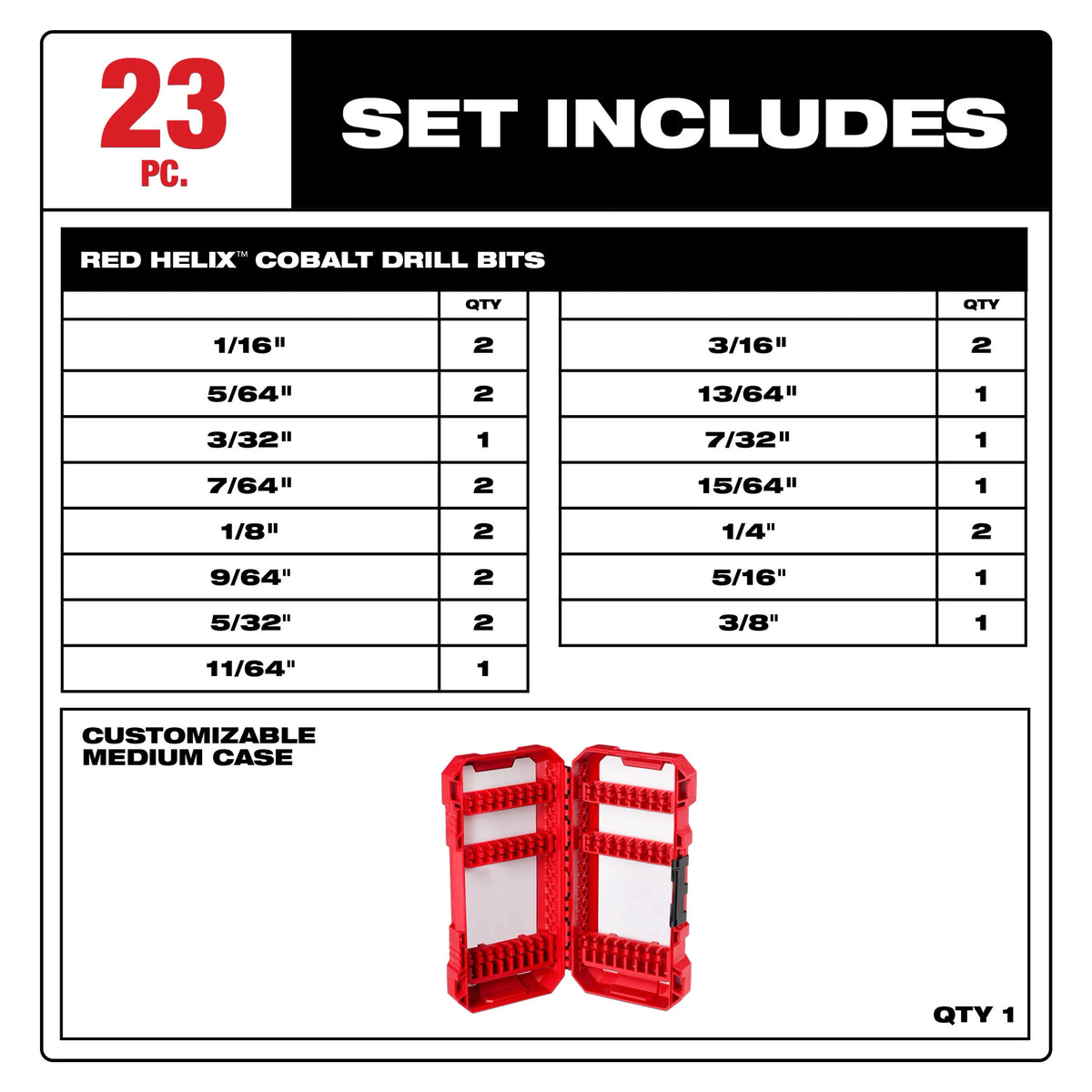 RED HELIX™ Cobalt Drill Bit Set – 23PC