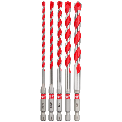 5PC SHOCKWAVE™ Impact Duty Carbide Hammer Drill Bit Set