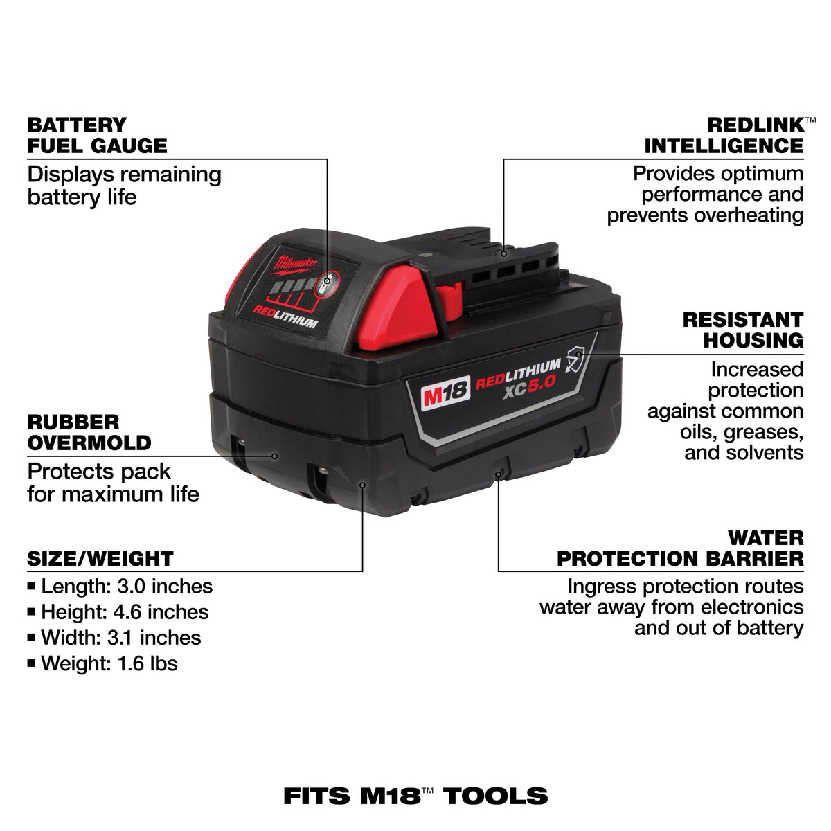 M18™ REDLITHIUM™ XC5.0 Extended Capacity Battery Two Pack