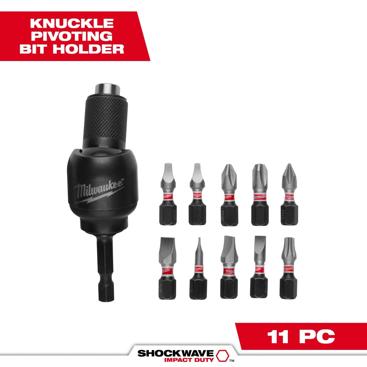 11PC SHOCKWAVE™ 30° KNUCKLE™ Pivoting Bit Holder