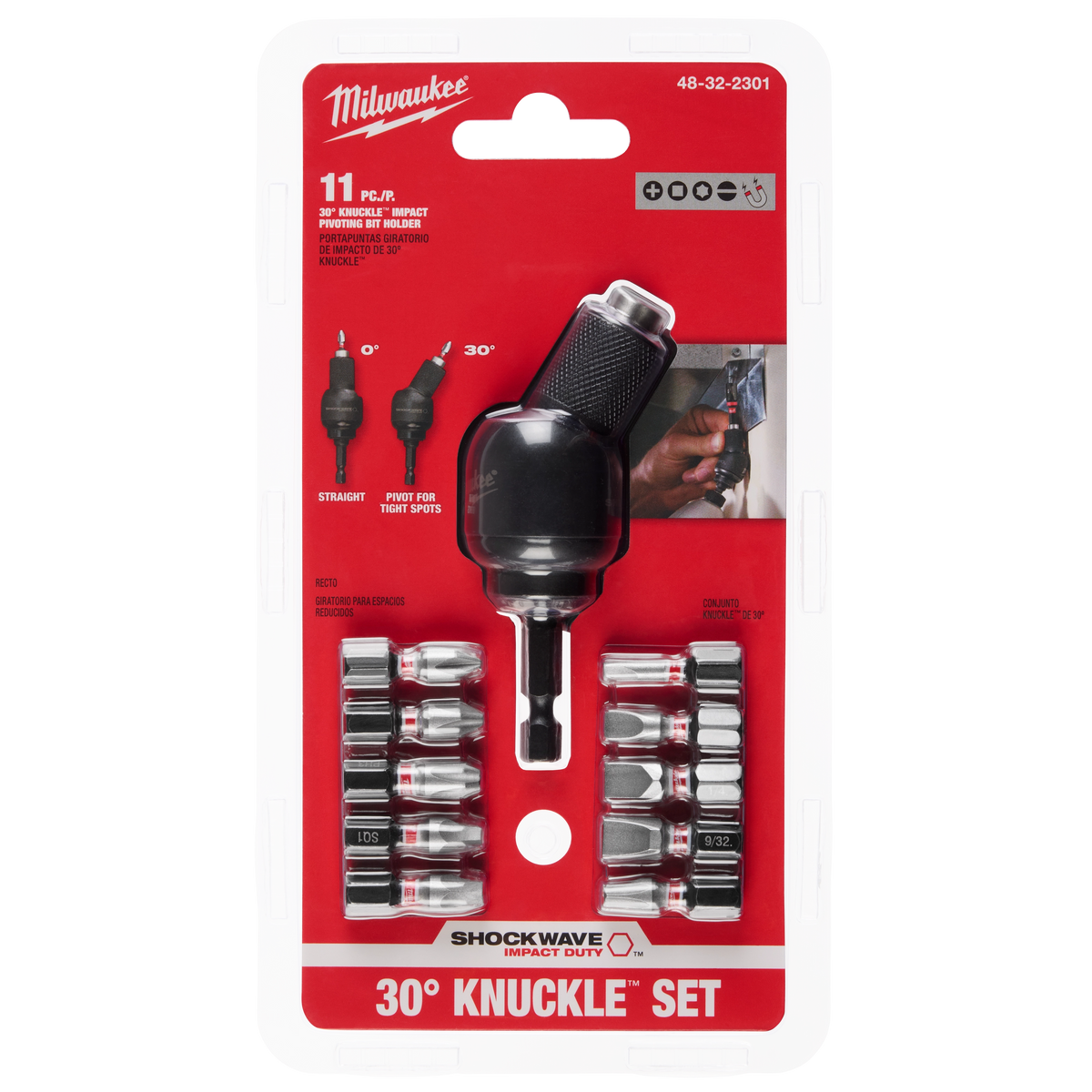 11PC SHOCKWAVE™ 30° KNUCKLE™ Pivoting Bit Holder