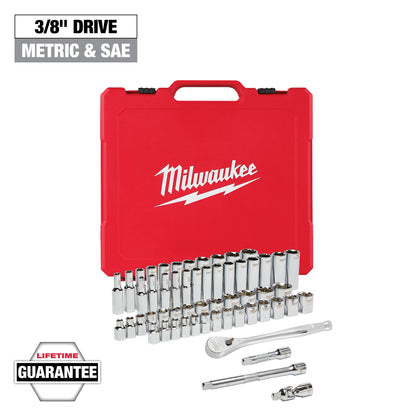 3/8" Drive 56pc Ratchet & Socket Set with FOUR FLAT™ SIDES - SAE & Metric