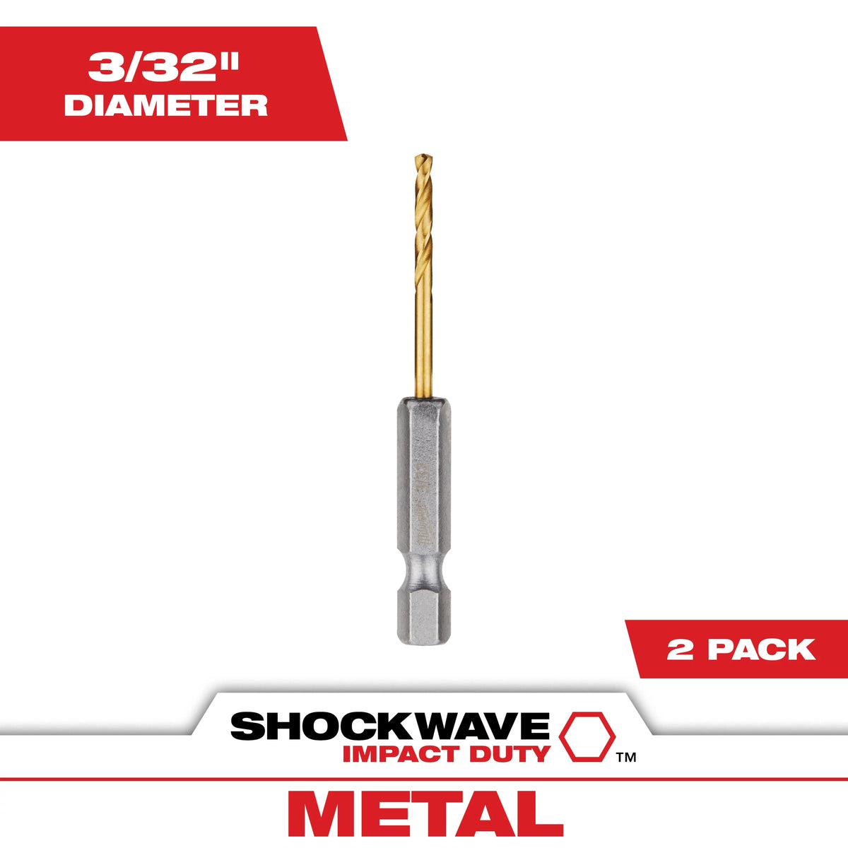 3/32" SHOCKWAVE Impact Duty™ RED HELIX™ Titanium Drill Bit