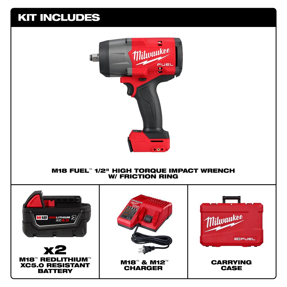 M18 FUEL™ 1/2" High Torque Impact wrench w/ Friction Ring Kit