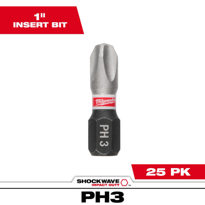 SHOCKWAVE™ Impact Duty 1" Insert Bit PHILLIPS #3 Bulk 25