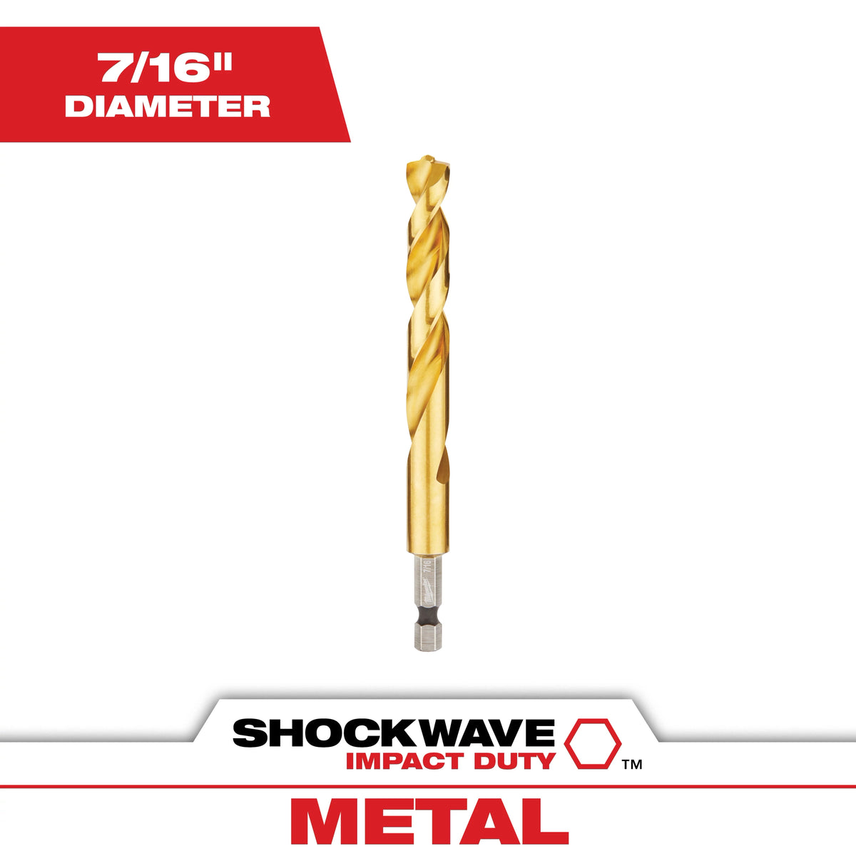 7/16" SHOCKWAVE Impact Duty™ RED HELIX™ Titanium Drill Bit