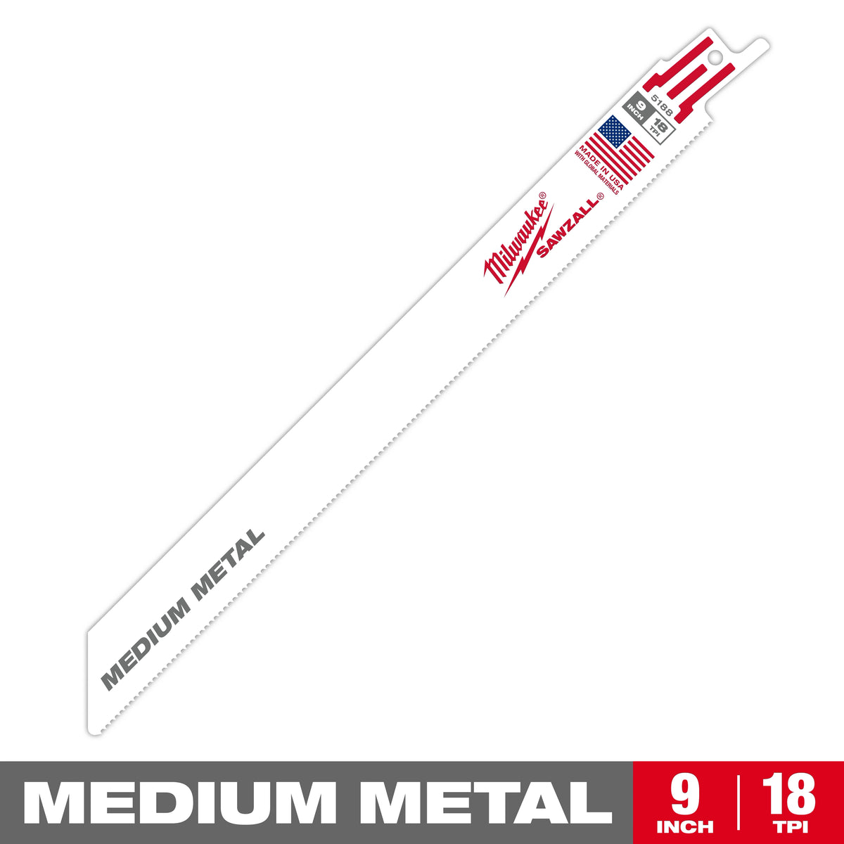 9" 18 TPI SAWZALL® Blade for Medium Metal Bulk 100