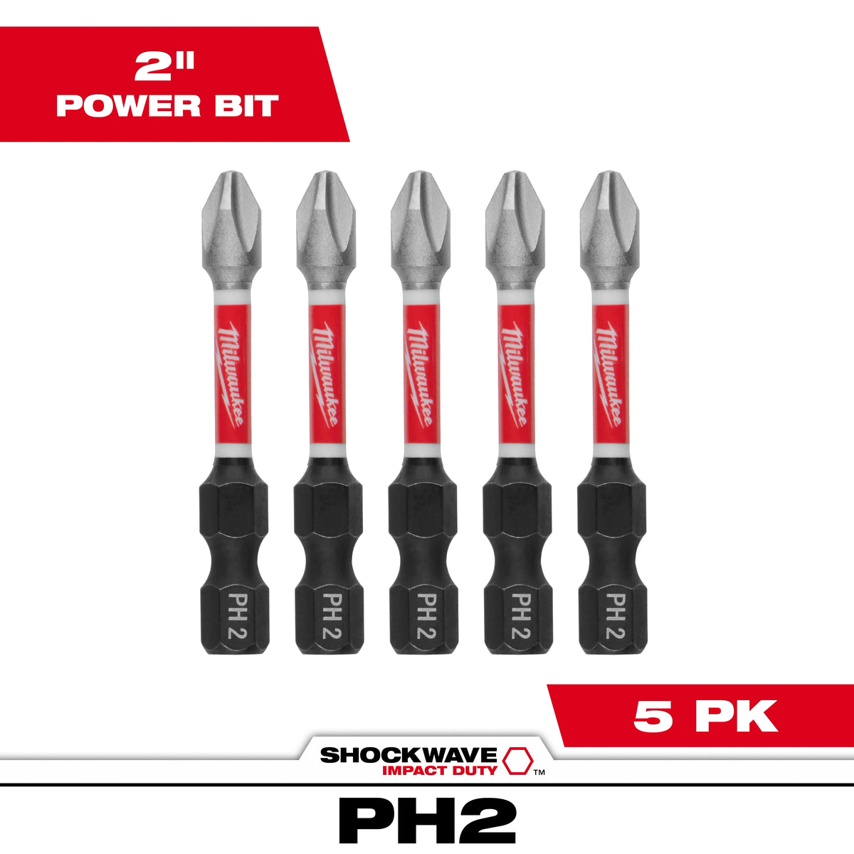 SHOCKWAVE™ Impact Duty 2" Phillips #2 Power Bits (5 PK)