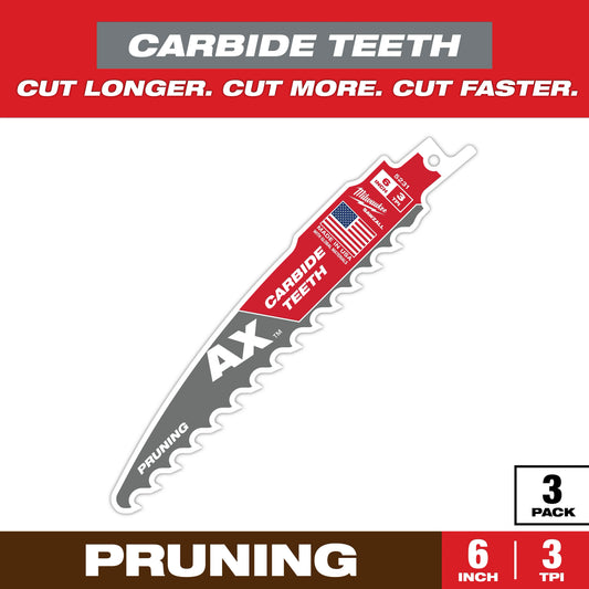 6" 3 TPI AX™ with Carbide Teeth SAWZALL® Blade for Pruning (3 PK)