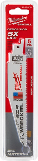 6" 7/11 TPI WRECKER™ SAWZALL® Blade for Multi-Material (5 PK)