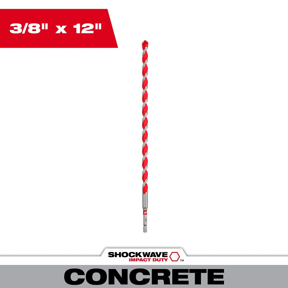 3/8" x 10" x 12" SHOCKWAVE™ Impact Duty Carbide Hammer Drill Bit with POWER TIP™