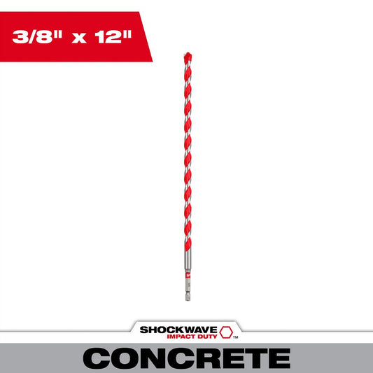 3/8" x 10" x 12" SHOCKWAVE™ Impact Duty Carbide Hammer Drill Bit with POWER TIP™