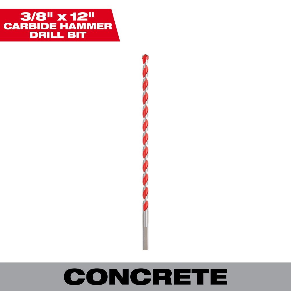 3/8" x 10" x 12" SHOCKWAVE™ Impact Duty Carbide Hammer Drill Bit with POWER TIP™