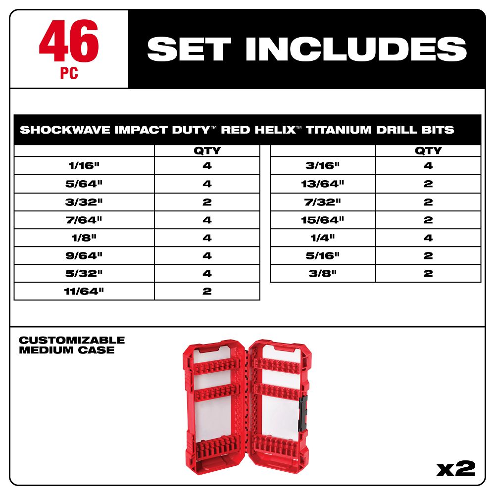 23PC SHOCKWAVE™ Impact Duty RED HELIX™ Titanium Drill Bit Set
