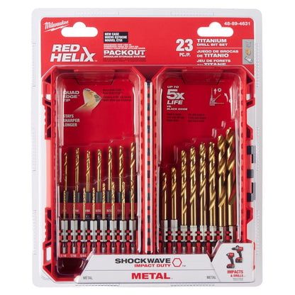 23PC SHOCKWAVE™ Impact Duty RED HELIX™ Titanium Drill Bit Set