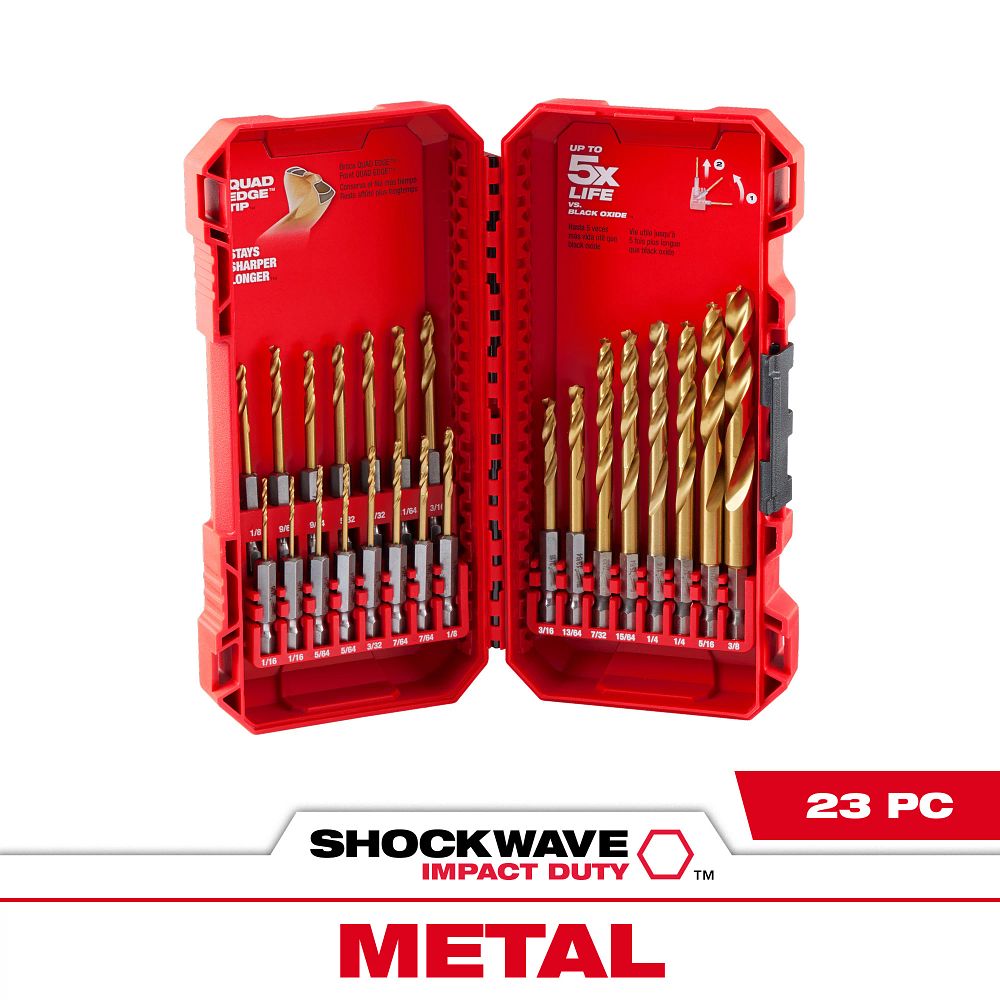 23PC SHOCKWAVE™ Impact Duty RED HELIX™ Titanium Drill Bit Set