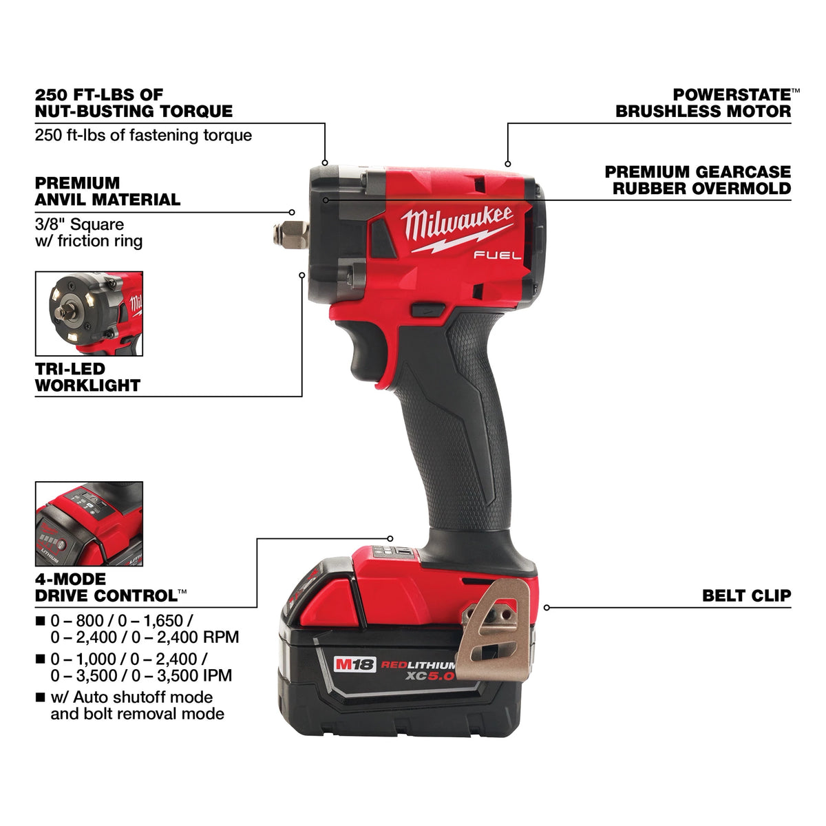 M18 FUEL™ 3/8 " Compact Impact Wrench w/ Friction Ring Kit