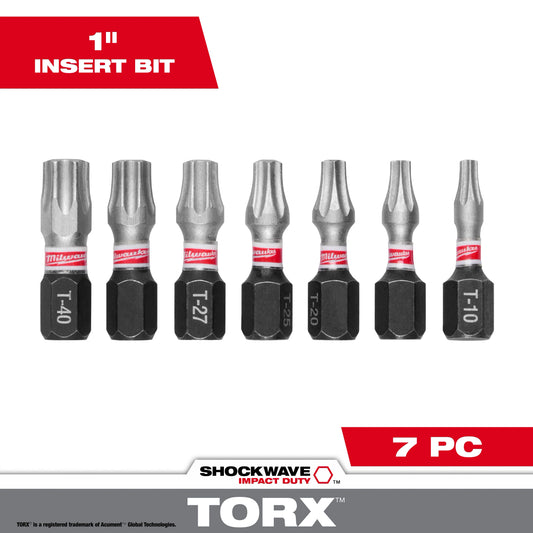 7PC SHOCKWAVE™ Impact Duty TORX® 1” Insert Bit Set