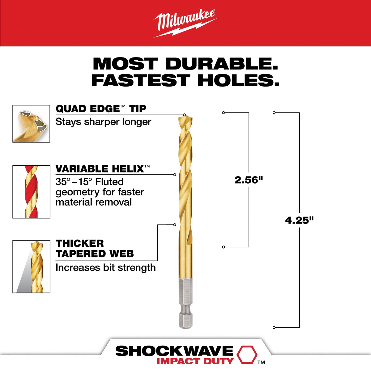 9/32" SHOCKWAVE Impact Duty™ RED HELIX™ Titanium Drill Bit