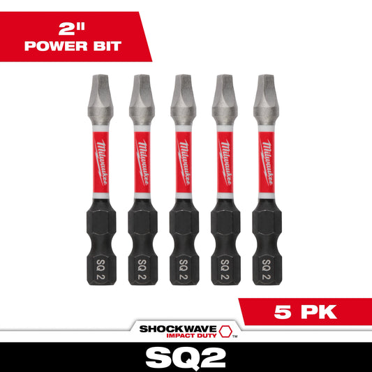 SHOCKWAVE™ Impact Duty 2" Square Recess #2 Power Bits (5 PK)