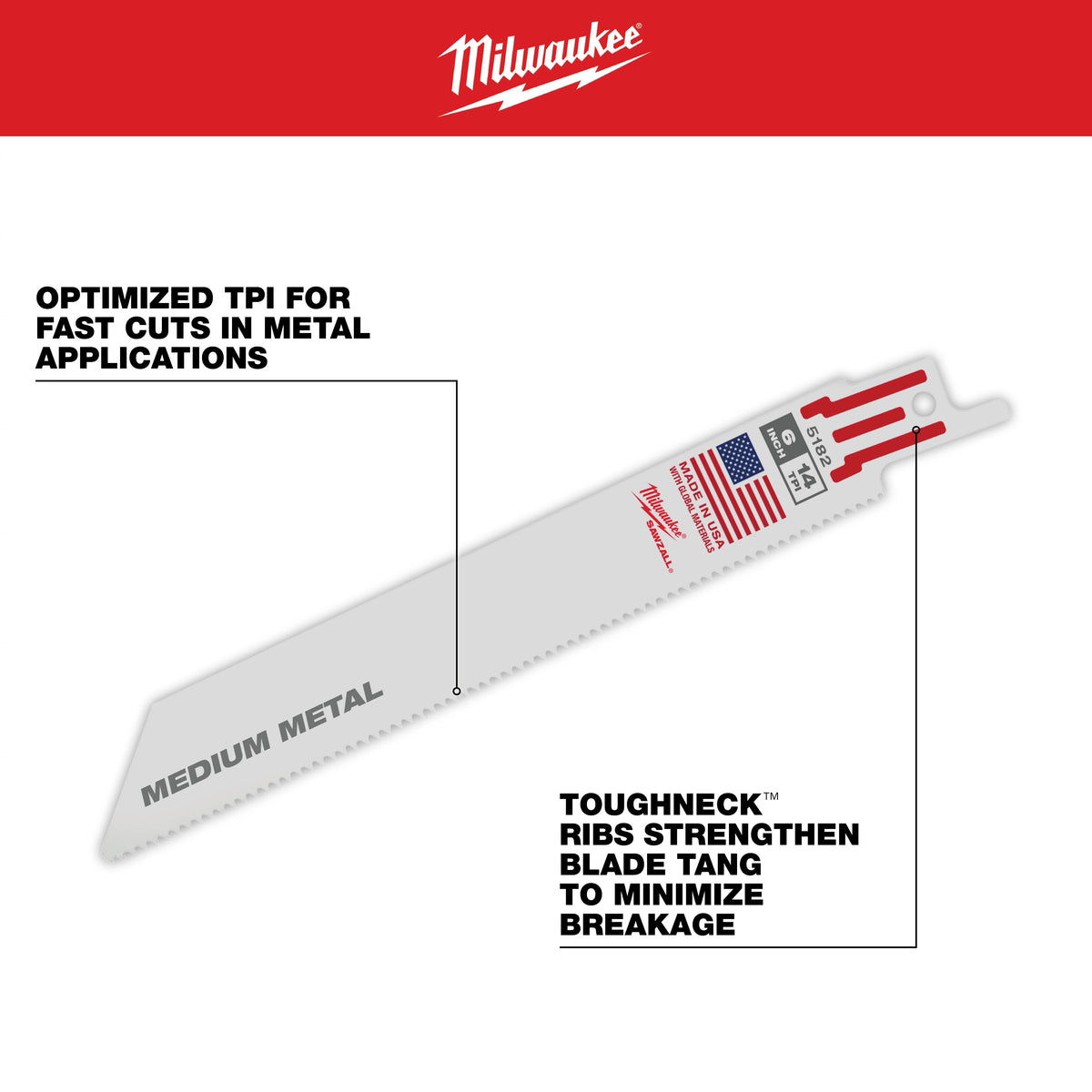 9" 18 TPI SAWZALL® Blade for Medium Metal (50 PK)