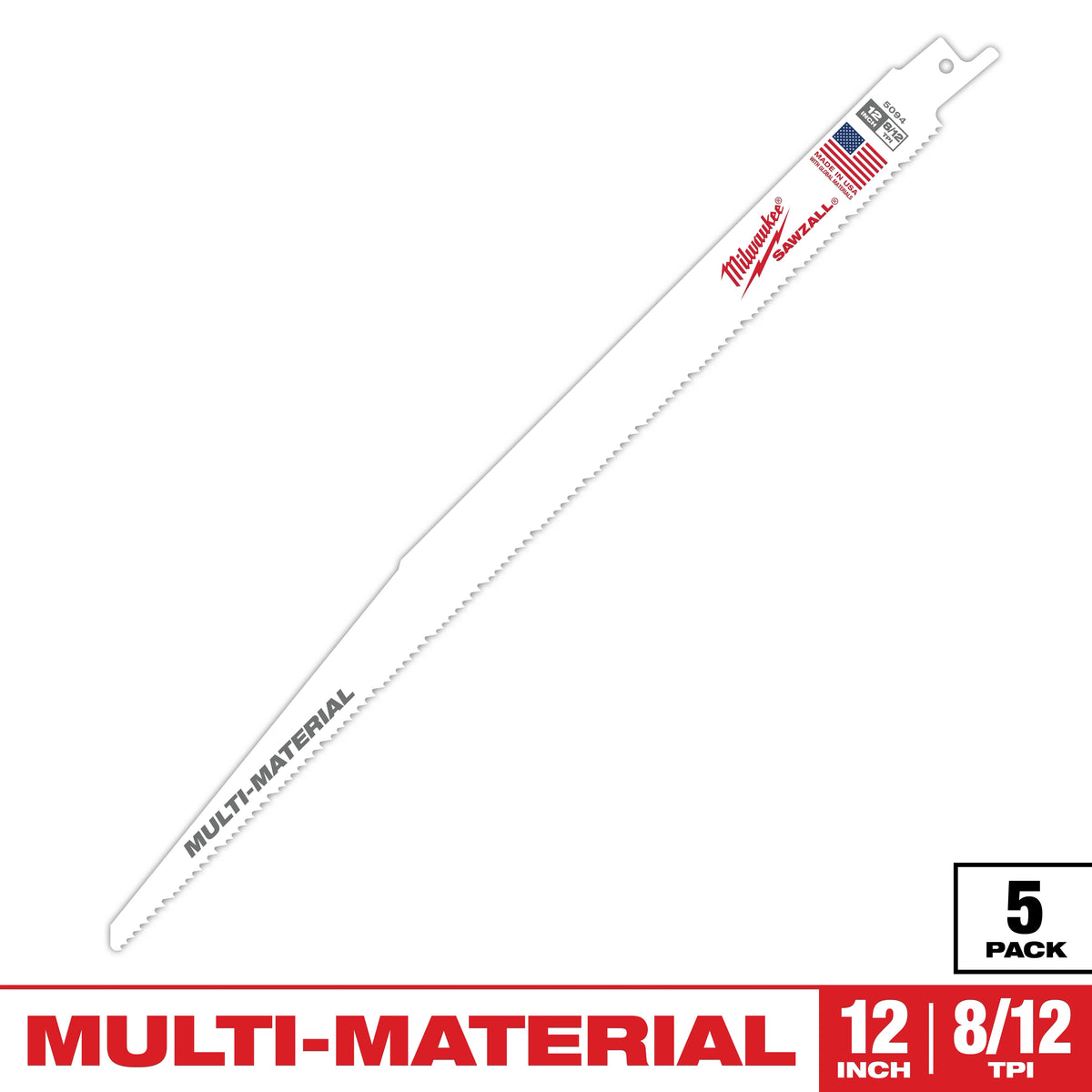 12 " 8/12 TPI SAWZALL® Blade for Multi-Material (5 PK)