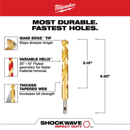 7/16" SHOCKWAVE Impact Duty™ RED HELIX™ Titanium Drill Bit