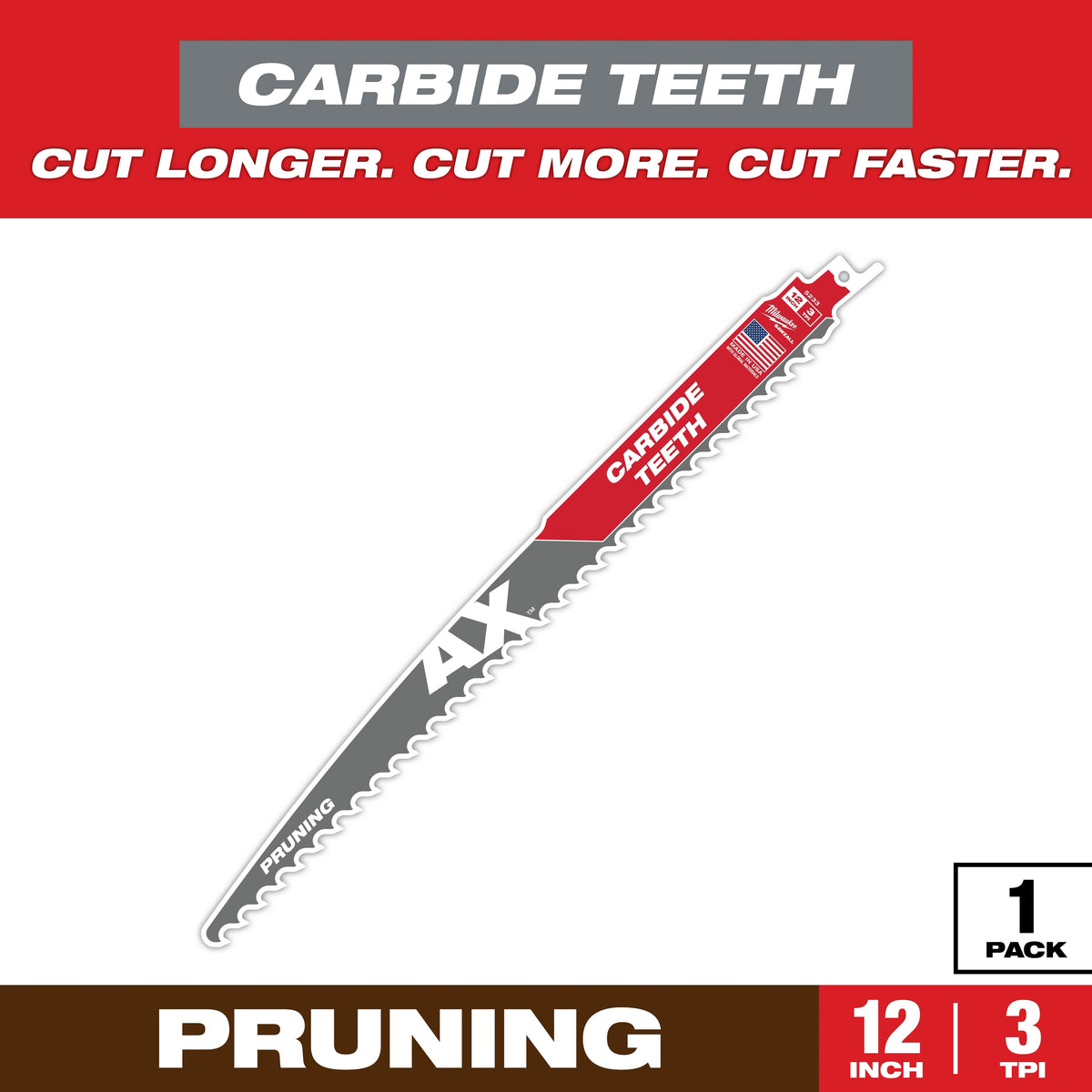12" 3 TPI AX™ with Carbide Teeth SAWZALL® Blade for Pruning (1 PK)