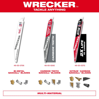 12" 6 TPI WRECKER™ with Carbide Teeth SAWZALL® Blade for Multi-Material (1 PK)