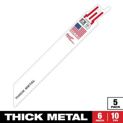 6" 10 TPI SAWZALL® Blade for Thick Metal (5 PK)