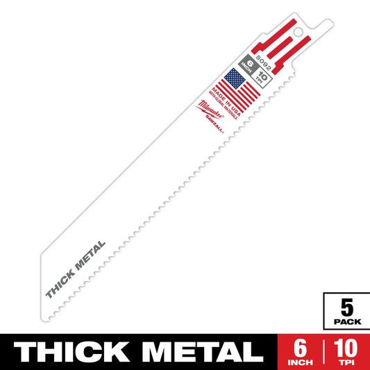 6" 10 TPI SAWZALL® Blade for Thick Metal (5 PK)