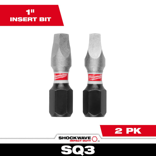SHOCKWAVE™ Impact Duty 1" Square Recess #3 Insert Bits (2 PK)