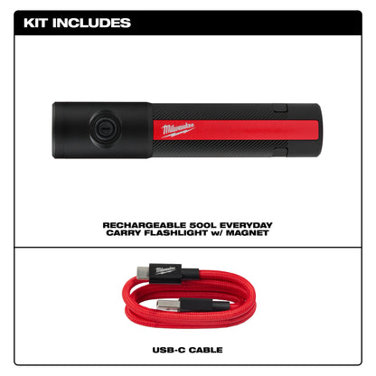 Milwaukee® Rechargeable 500L Everyday Carry Flashlight w/ Magnet