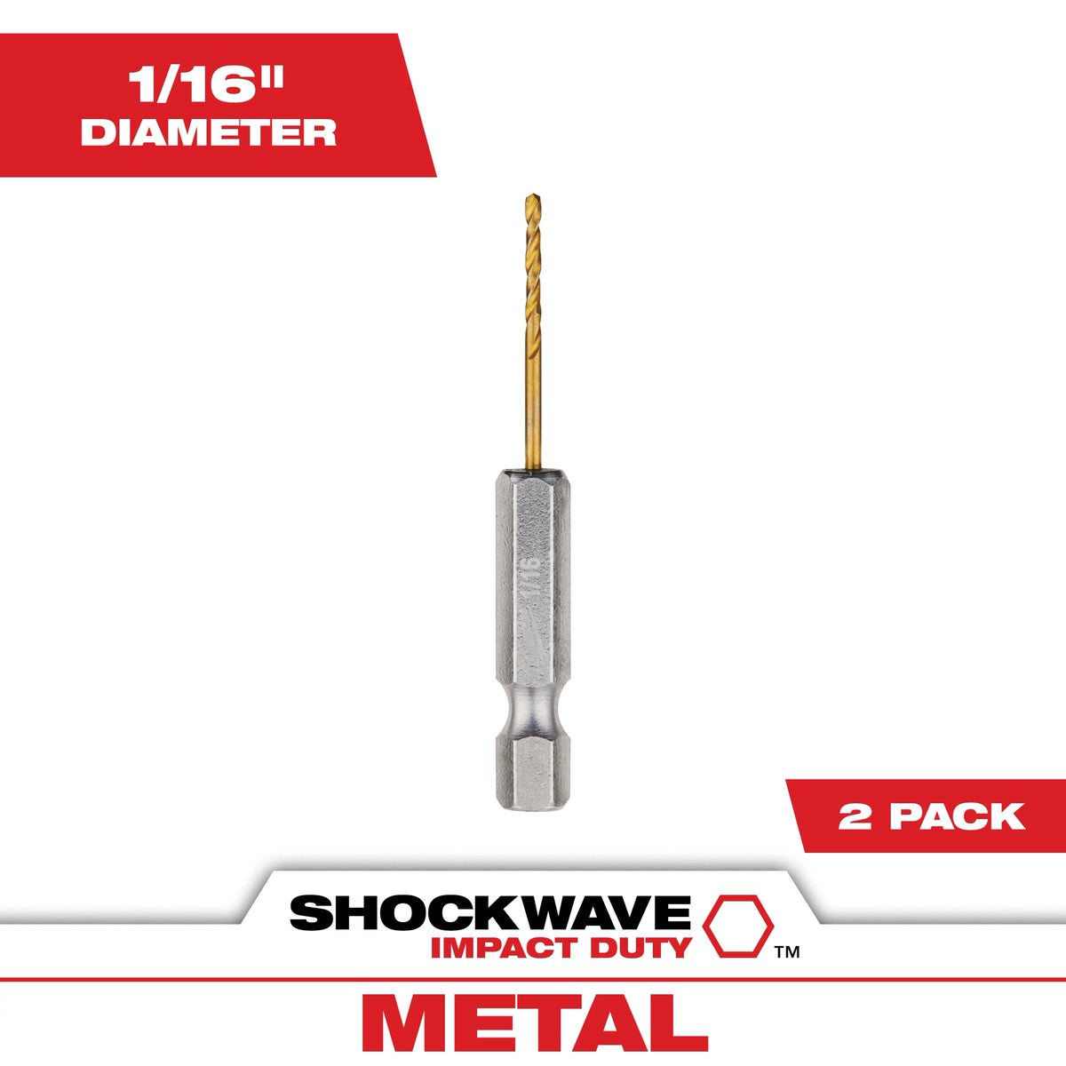 1/16" SHOCKWAVE Impact Duty™ RED HELIX™ Titanium Drill Bit