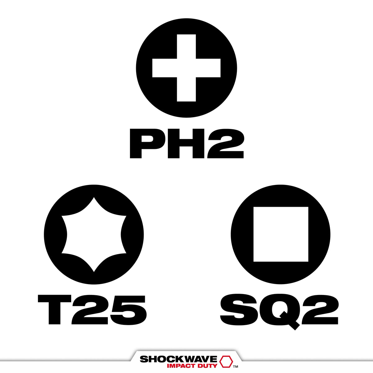 3PC SHOCKWAVE™ Impact Duty PH2/SQ2/T25 Double Ended Bits