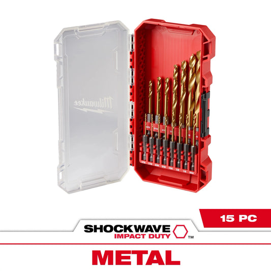 15PC SHOCKWAVE™ Impact Duty RED HELIX™ Titanium Drill Bit Set