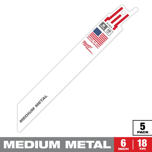 6" 18 TPI SAWZALL® Blade for Medium Metal (5 PK)