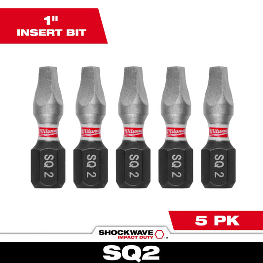SHOCKWAVE™ Impact Duty 1"  Square Recess #2 Insert Bits (5 PK)