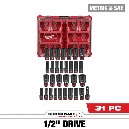 31PC SHOCKWAVE™ Impact Duty Socket 1/2” Drive Set with PACKOUT™