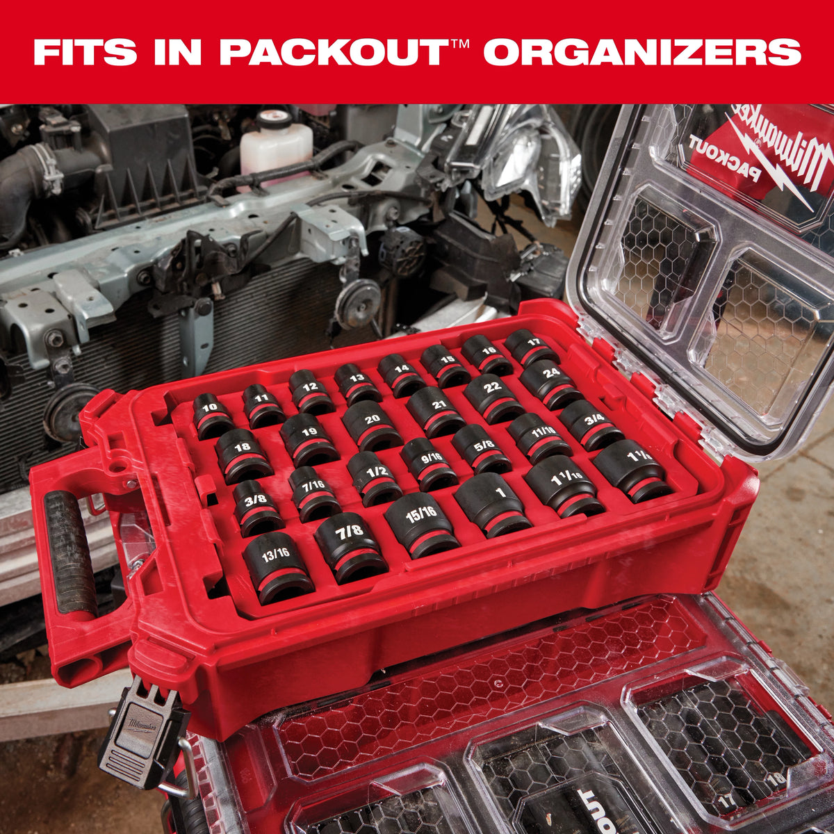 16PC SHOCKWAVE™ Impact Duty Socket 1/2” Drive 16PC MM Set with PACKOUT™