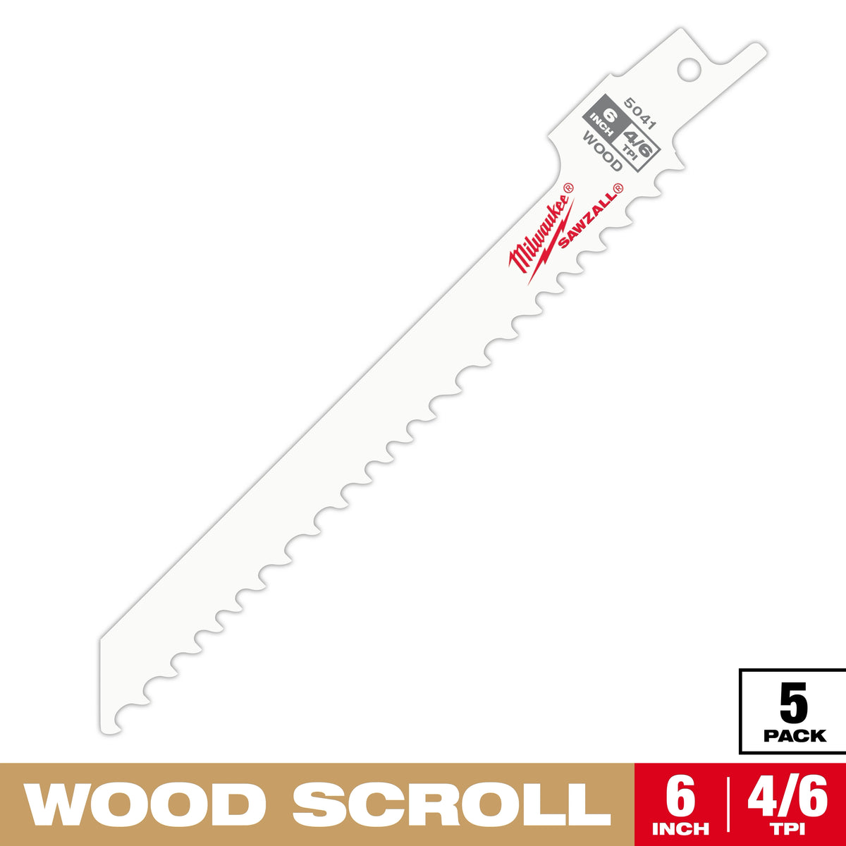 6" 4/6 TPI SAWZALL® Blade for Wood Scroll (5 PK)
