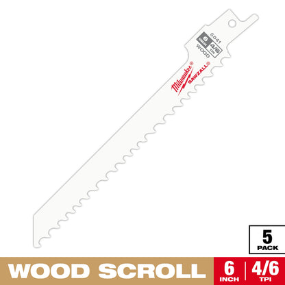 6" 4/6 TPI SAWZALL® Blade for Wood Scroll (5 PK)