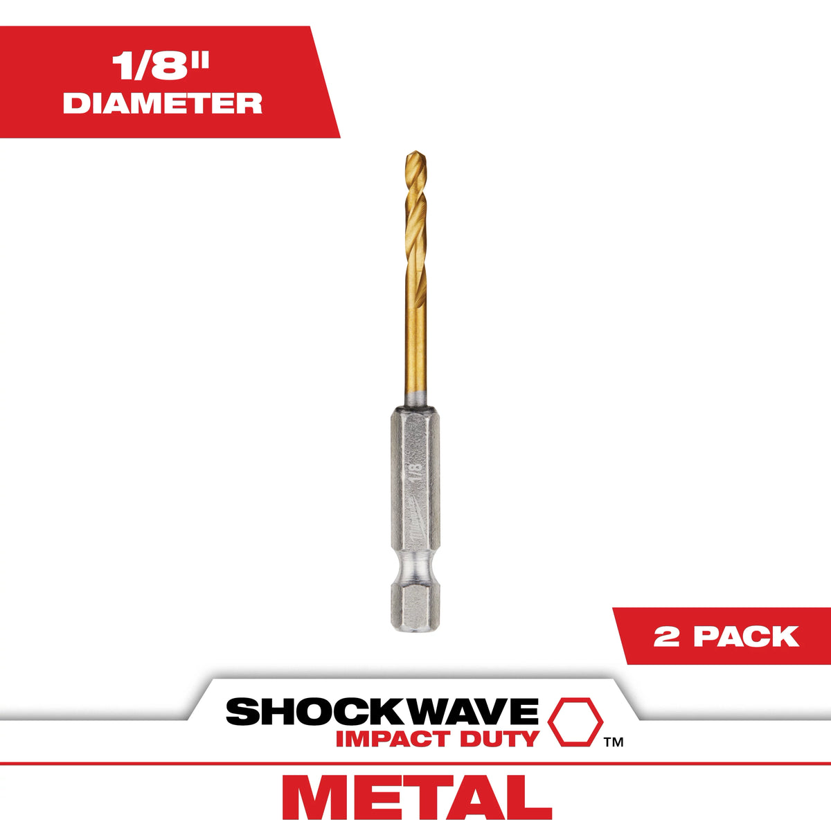 1/8" SHOCKWAVE Impact Duty™ RED HELIX™ Titanium Drill Bit