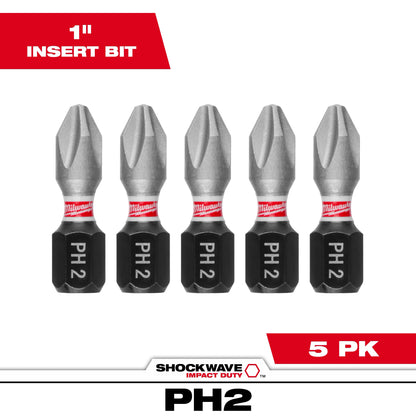 SHOCKWAVE™ Impact Duty 1"  Phillips #2 Insert Bits (5 PK)