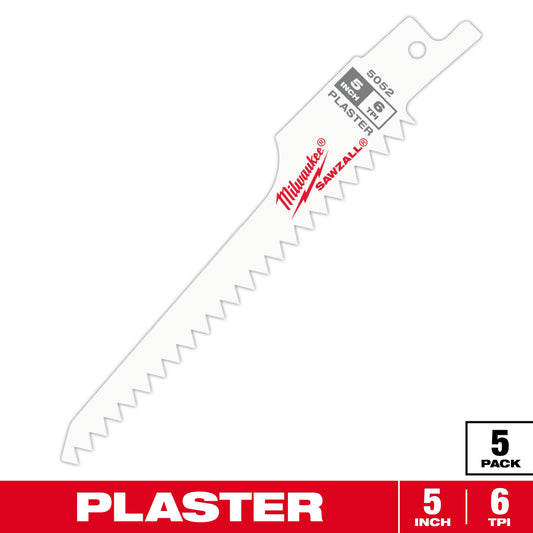 5" 6 TPI SAWZALL® Blade for Plaster (5 PK)