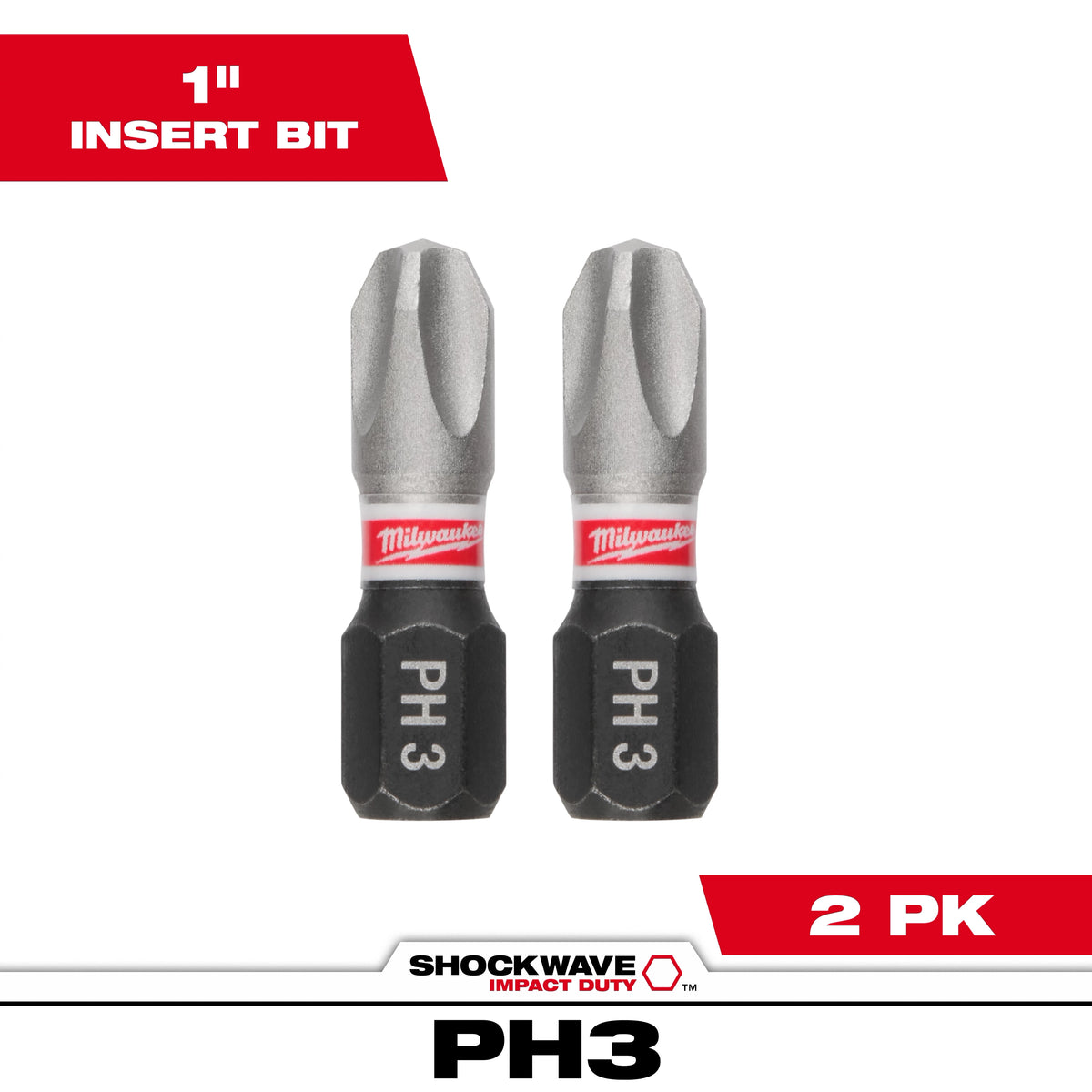 SHOCKWAVE™ Impact Duty 1"  Phillips #3 Insert Bits (2 PK)