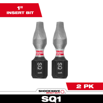 SHOCKWAVE™ Impact Duty 1"  Square Recess #1 Insert Bits (2 PK)